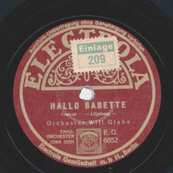 Orchester Will Glahe - Zwergenpatrouille / Hallo Babette