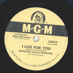 David Rose - I live for you / Migraine Melody