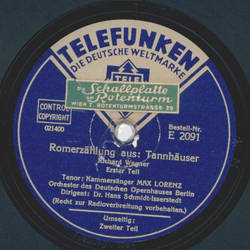 Max Lorenz - Romerzählung aus Tannhäuser Teil I und II
