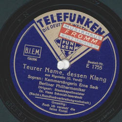 Berliner Philharmoniker: Hans Schmidt-Isserstedt - Auch ich versteh die feine Kunst / Teurer Name, dessen Klang
