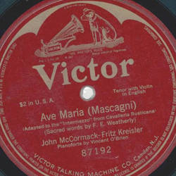 John McCormack, Fritz Kreisler - Ave Maria / unbespielt