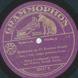 Georg Kuhlenkampff, Wilhelm Kempff - Beethoven op. 47: Kreutzer Sonate (Album, 4 Records)