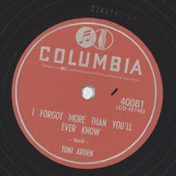 Toni Arden - Anymore / I forgot more than youll ever know