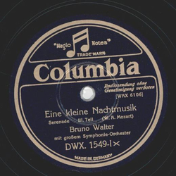 Bruno Walter - Eine kleine Nachtmusik, Teil III und IV