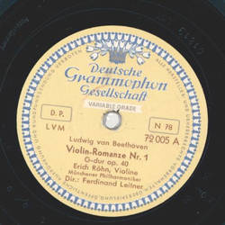 Erich Rhn - Violin-Romanze Nr. 1 G-dur op. 40 / Violin-Romanze Nr. 2 F-dur op. 50 (L. v. Beethoven)