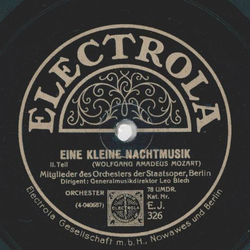 Mitglieder des Orchesters der Staatsoper, Berlin: Leo Blech - Eine kleine Nachtmusik Teil I und II