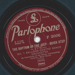 No. 1 Balloon Centre Dance Orchestra - For the first Time / The Rhythm of the Jeep
