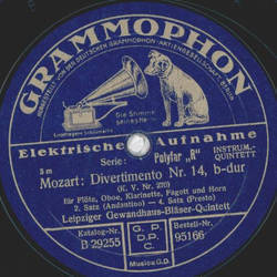 Leipziger Gewandhaus-Blser-Quintett - Mozart: Divertimento Nr. 14, b-dur KV.270