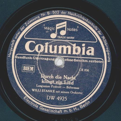 Willi Stanke mit seinem Orchester - Was ntzt die Wohnung mir / Durch die Nacht klingt ein Lied