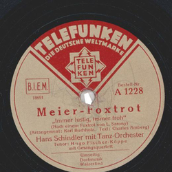  Hans Schindler - Dorfmusik / Meier-Foxtrot