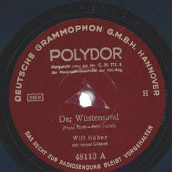 Will Hhne - Der Wstensand / Die Leiche