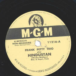 Frank Petty Trio - Hindustan / Why Worry?