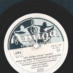 Hanns Petersen - Ich habe heut nacht eine groe Dummheit...