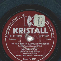 Oscar Joost und sein Orchester, Refrain Kurt Hardt und...