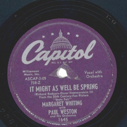 Margaret Whiting With Paul Weston And His Orchestra ? How Deep Is The Ocean / It Might As Well Be Spring