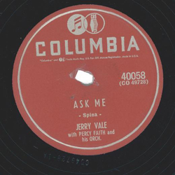 Jerry Vale With Percy Faith & His Orch. ? A Tear, A Kiss, A Smile / Ask Me